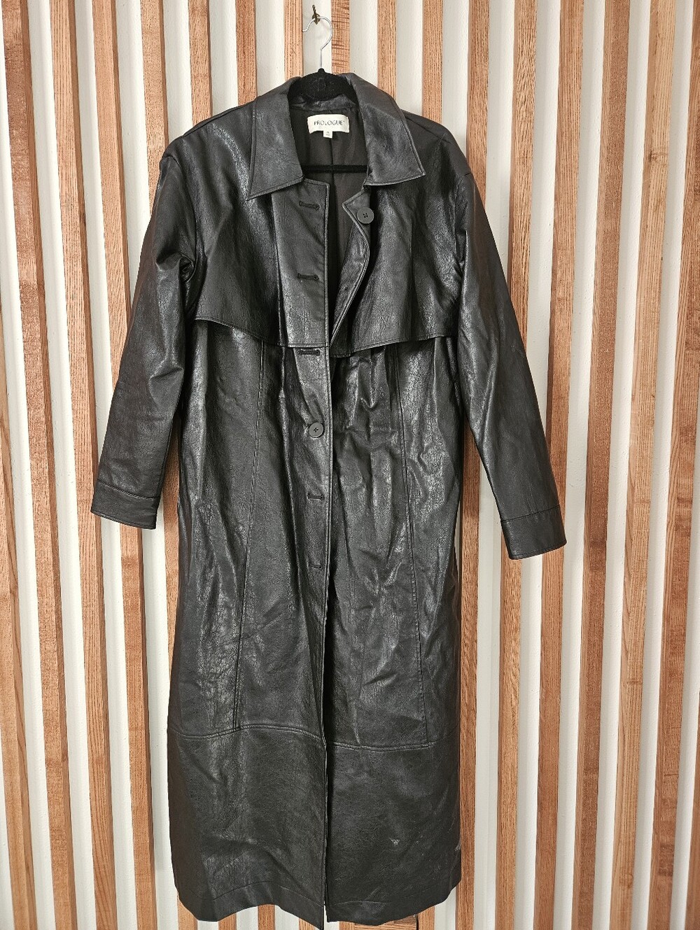 Prologue Faux Leather Black Trench Coat
